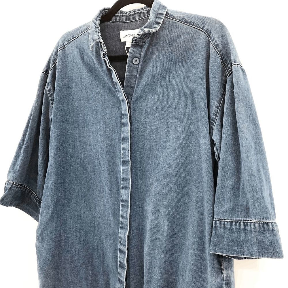 Monki Women's Blue Denim Button Down Shirt Dress Size XXS - Picture 4 of 6